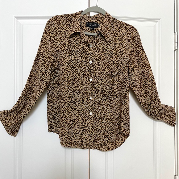100% Silk Spencer Jeremy Vintage Leopard Print Blouse Top Size 10 - Picture 3 of 10